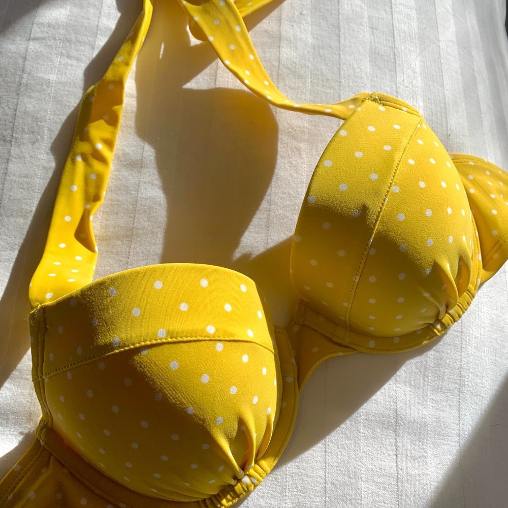 Aerie Yellow Polka Dot Bikini Top - Picture 2 of 10